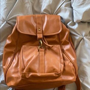 Brown faux leather backpack